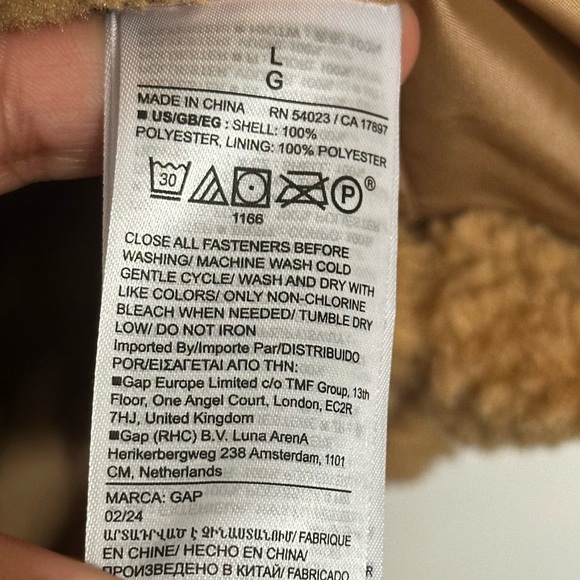 GAP Teddy Sherpa Coat – Brown – Size L - Picture 7 of 10